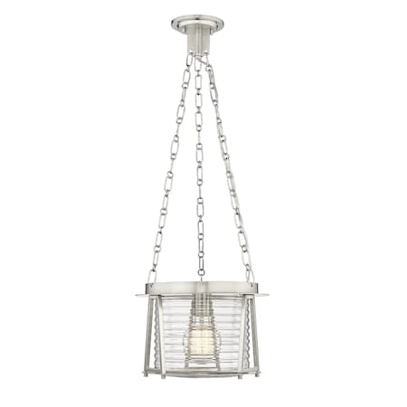 Z-Lite Cape Harbor Pendant, 1-Light, 13 In.W x 9 In.H, Brushed Nickel/Water hammered 7503P13-BN